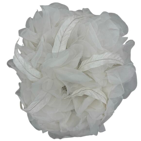 Vintage 50s White Chiffon Floral Brim Hat Union Label Formal main image 9